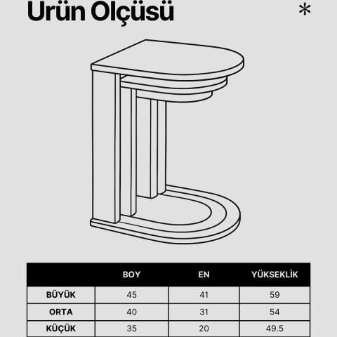 Loop 3lü Zigon Sehpa Meşe