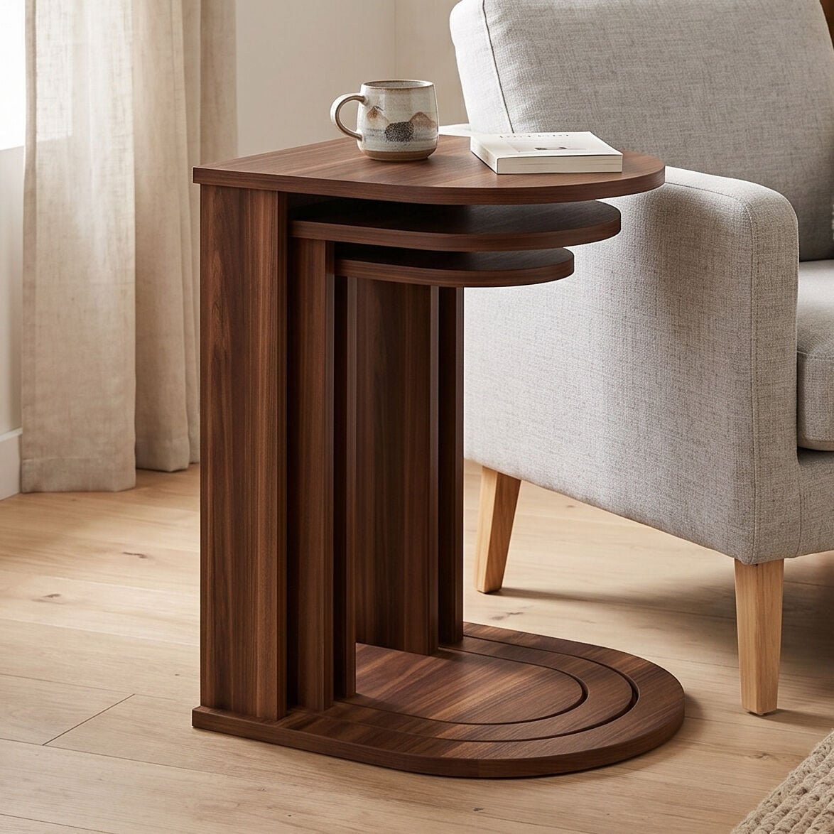 Loop 3’lü zigon sehpa Ceviz