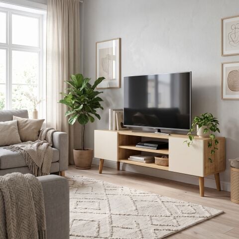 Etna Tv Sehpası Meşe Krem