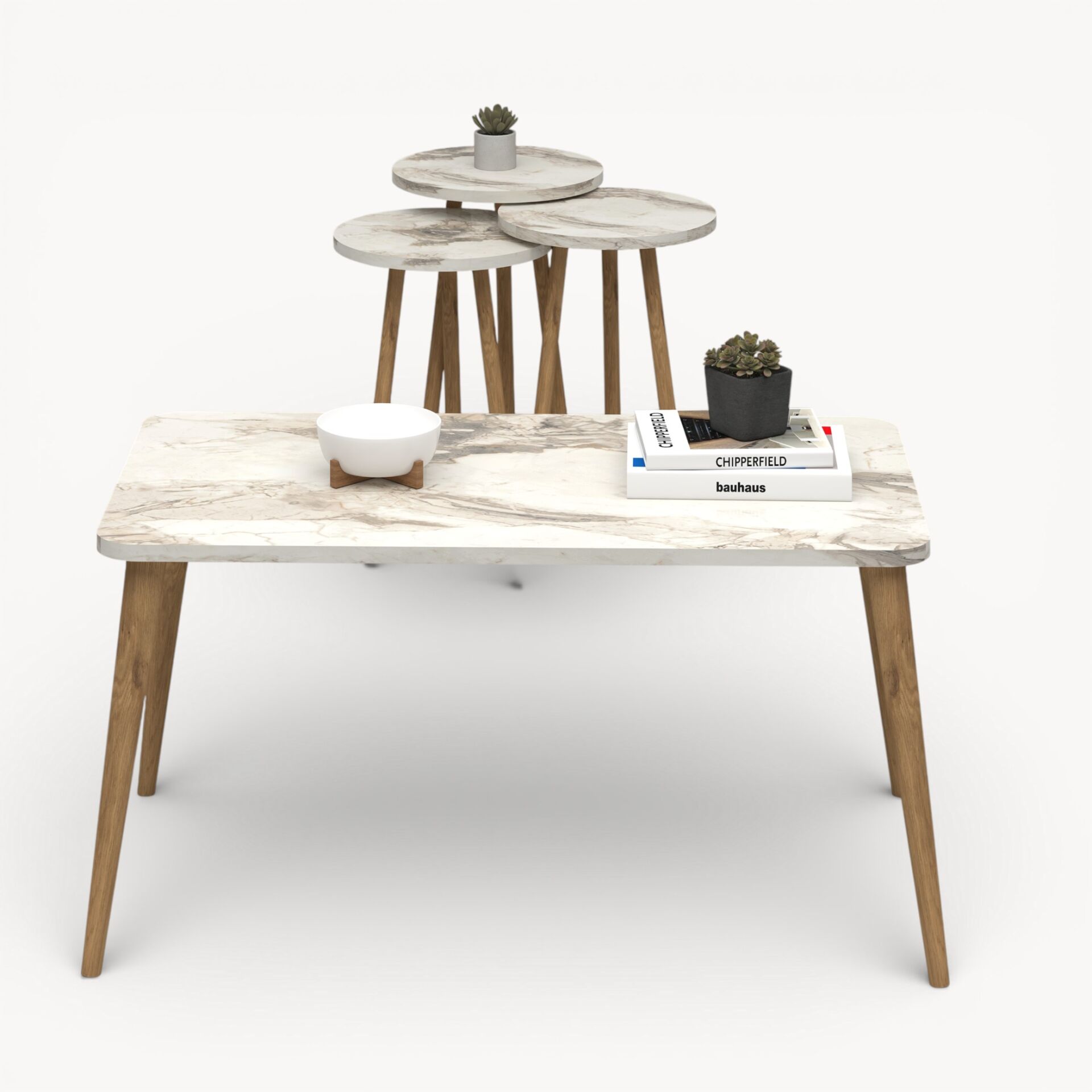 Soul Orta Sehpa & Zigon Sehpa Seti Efes Mermer