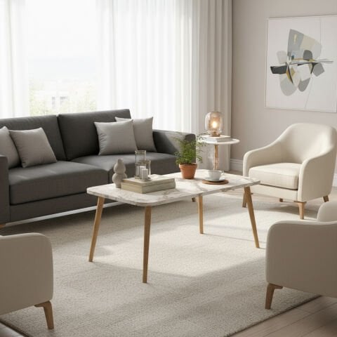 Soul Orta Sehpa & Zigon Sehpa Seti Efes Mermer