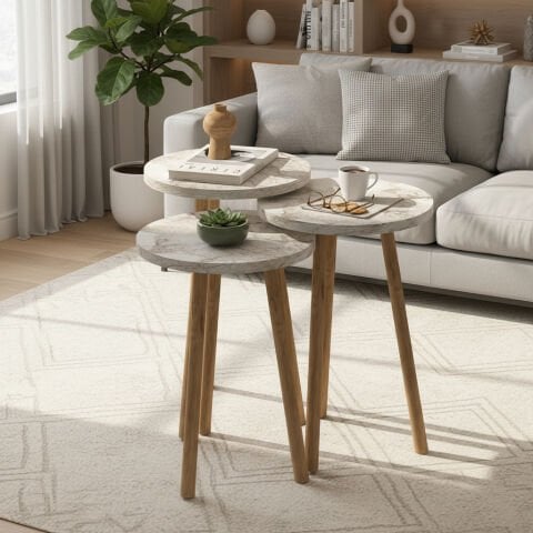 Soul Orta Sehpa & Zigon Sehpa Seti Efes Mermer