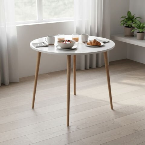 Yuvarlak Mutfak Masası 90x90cm Beyaz