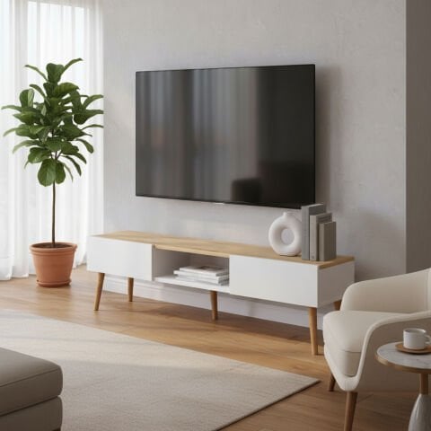 Atlantis Tv Ünitesi 150cm Beyaz-Meşe