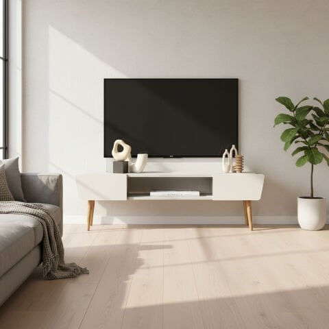 Butterfly Tv Sehpası 120cm Beyaz