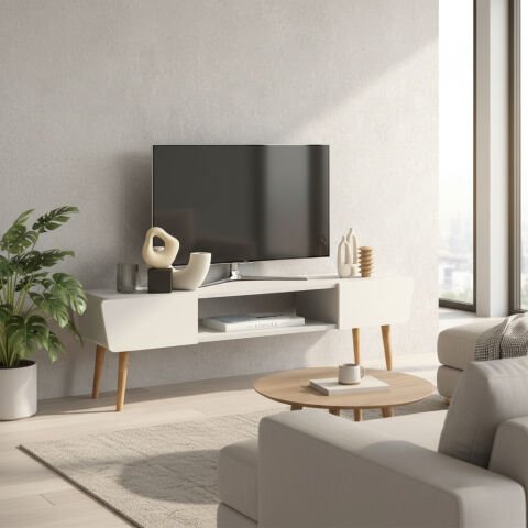 Butterfly Tv Sehpası 120cm Beyaz