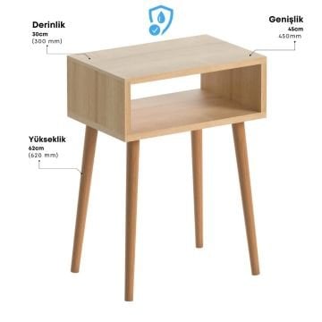 Fiona 2'li Komodin Seti Ahşap Ayak Meşe