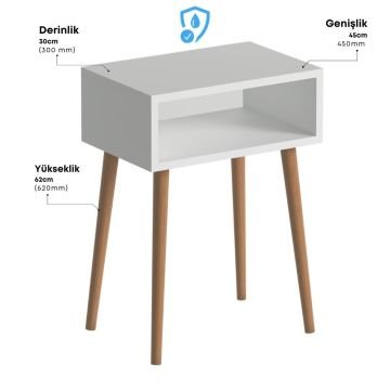 Fiona 2'li Komodin Seti Ahşap Ayak Beyaz
