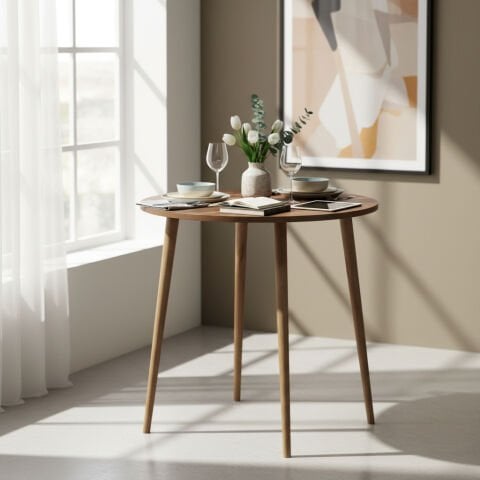 Yuvarlak Mutfak Masası 70x70cm Ceviz