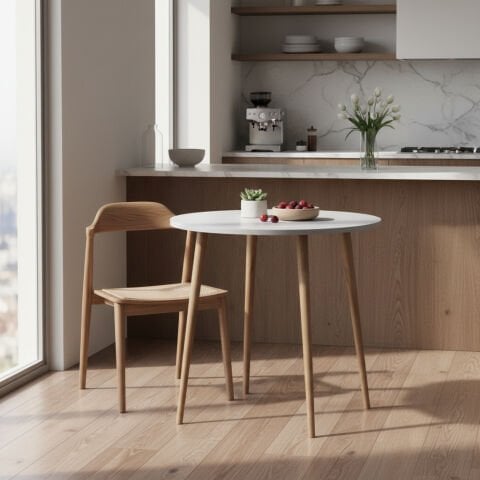 Yuvarlak Mutfak Masası 70x70cm Beyaz