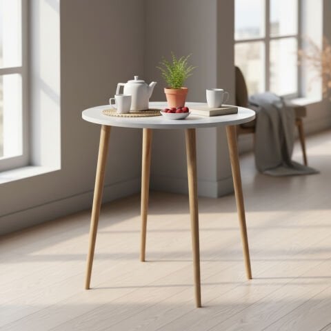 Yuvarlak Mutfak Masası 70x70cm Beyaz