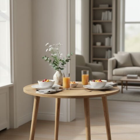 Yuvarlak Mutfak Masası 70x70cm Meşe