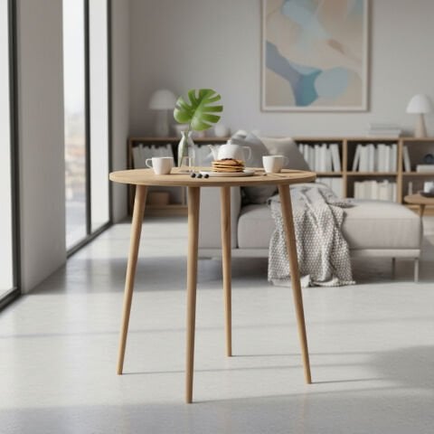 Yuvarlak Mutfak Masası 70x70cm Meşe