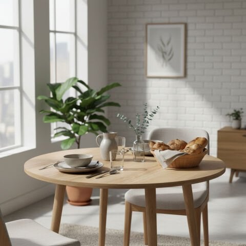 Yuvarlak Mutfak Masası 70x70cm Meşe