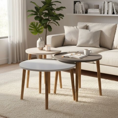 Roma Ortasehpa Seti Beyaz Krem Cappuccino