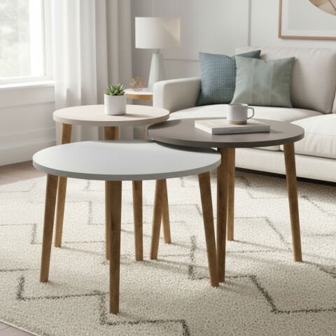 Roma Ortasehpa Seti Beyaz Krem Cappuccino