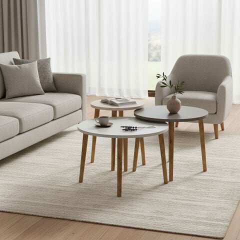 Roma Ortasehpa Seti Beyaz Krem Cappuccino