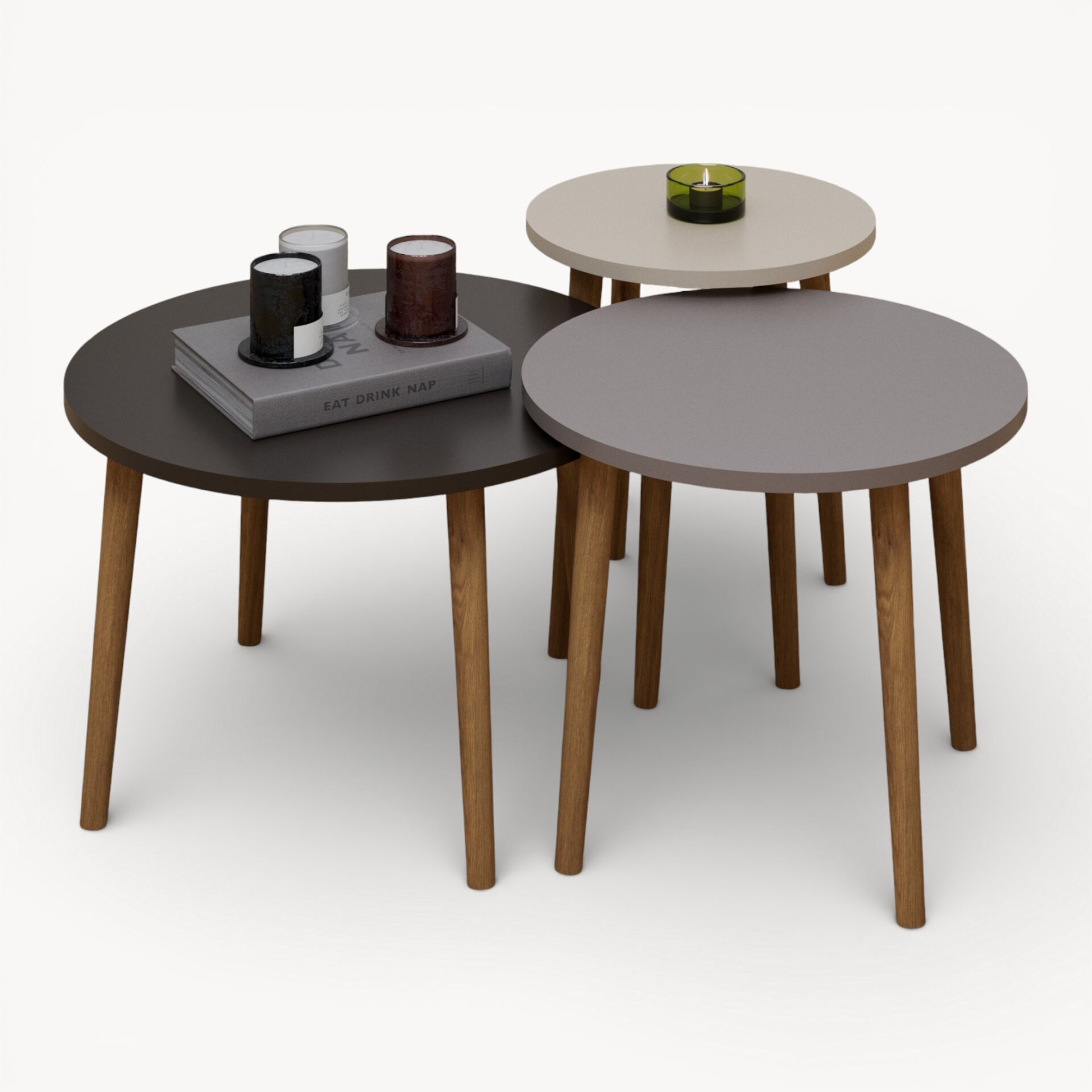 Roma Orta Sehpa Krem Cappuccino Kahve