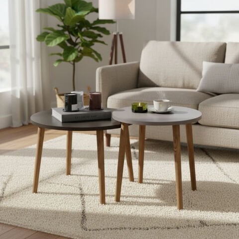 Roma Orta Sehpa Krem Cappuccino Kahve