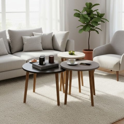 Roma Orta Sehpa Krem Cappuccino Kahve