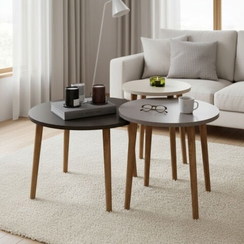 Roma Orta Sehpa Krem Cappuccino Kahve