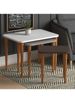 Letto Zigon Sehpa Beyaz Cappuccino Kahve