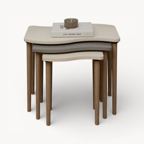 Gofrato Zigon Sehpa Krem Cappuccino Krem