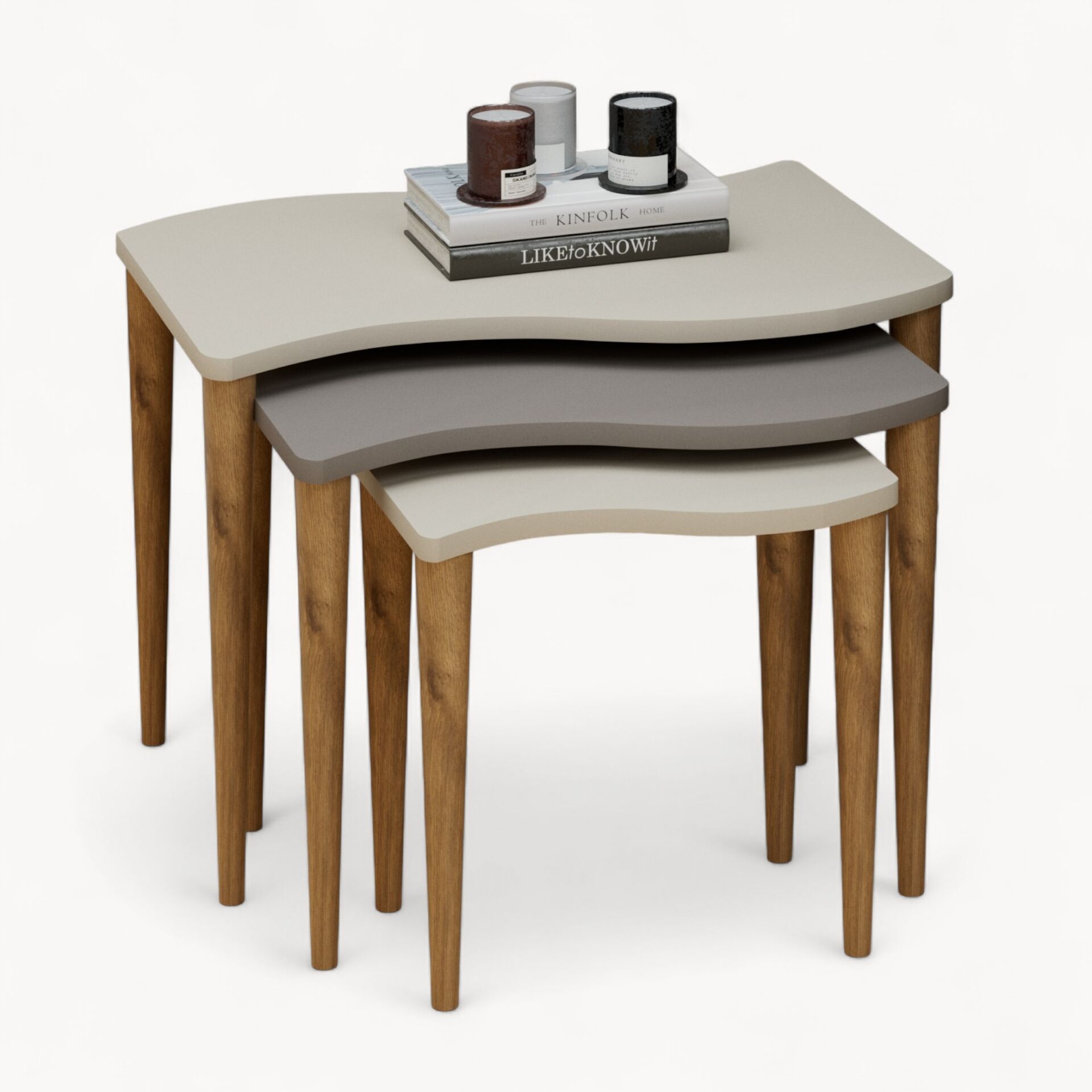 Gofrato Zigon Sehpa Krem Cappuccino Krem