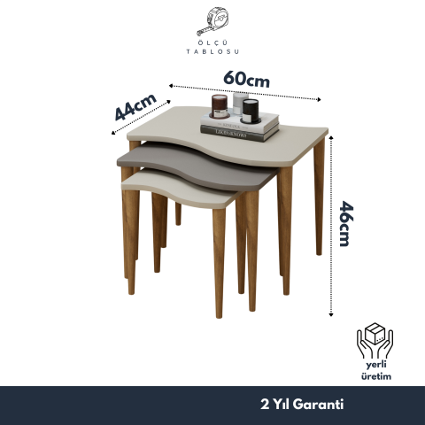 Gofrato Zigon Sehpa Krem Cappuccino Krem
