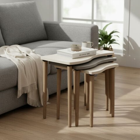 Gofrato Zigon Sehpa Krem Cappuccino Krem