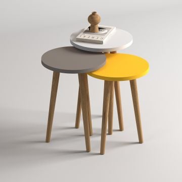 Soul Zigon Sehpa Beyaz Cappuccino Sarı