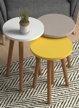 Soul Zigon Sehpa Beyaz Cappuccino Sarı