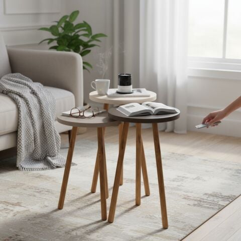 Roma Zigon Sehpa Krem Cappuccino Kahve