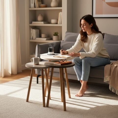 Roma Zigon Sehpa Krem Cappuccino Kahve