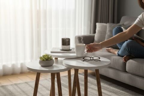 Roma Zigon Sehpa Beyaz