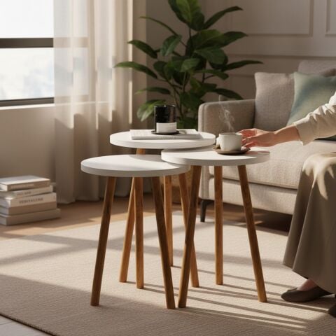 Roma Zigon Sehpa Beyaz