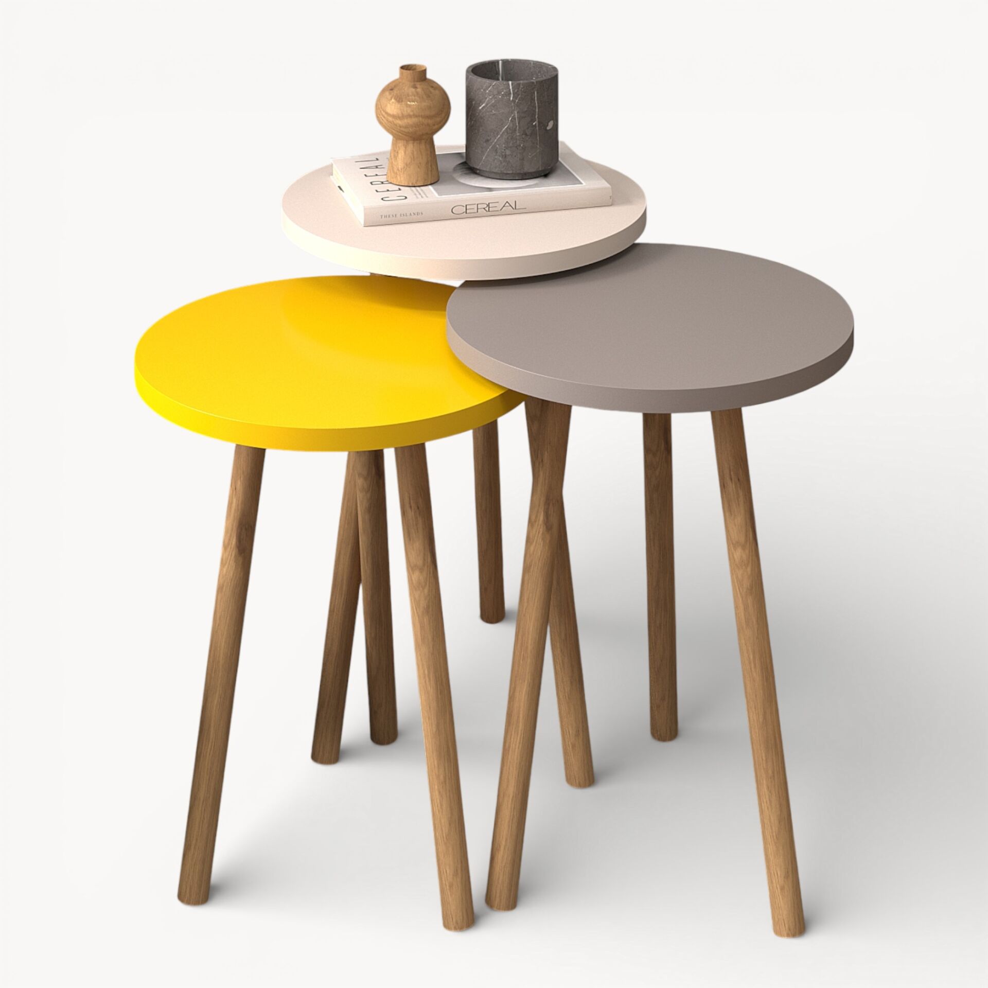 Roma Zigon Sehpa Beyaz Cap Sarı