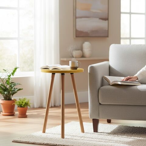 Roma Zigon Sehpa Beyaz Cap Sarı