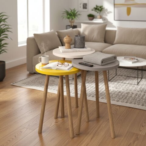 Roma Zigon Sehpa Beyaz Cap Sarı