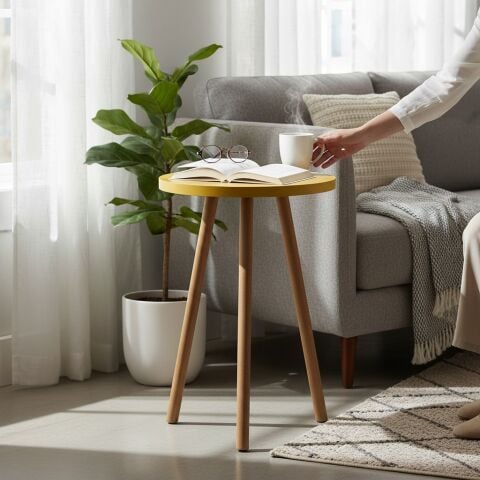 Roma Zigon Sehpa Beyaz Cap Sarı