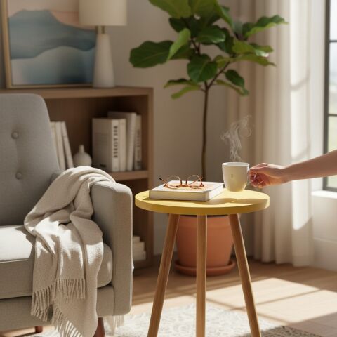 Roma Zigon Sehpa Beyaz Cap Sarı