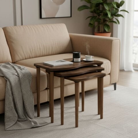 Gofrato Zigon Sehpa Ceviz