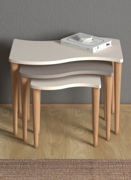 Gofrato Zigon Sehpa-Krem Cappuccino Krem