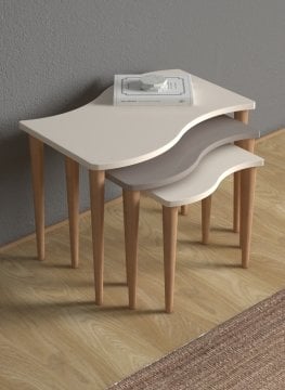 Gofrato Zigon Sehpa-Krem Cappuccino Krem