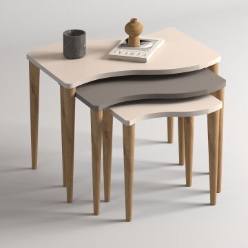 Gofrato Zigon Sehpa-Krem Cappuccino Krem