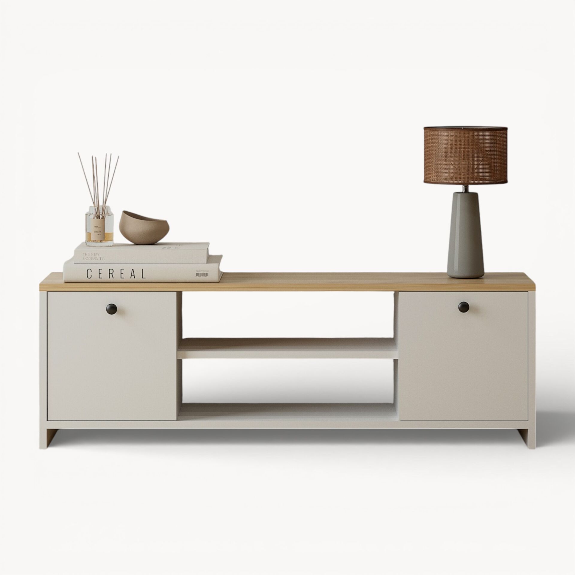 Cube Tv Ünitesi 120cm Beyaz-Meşe