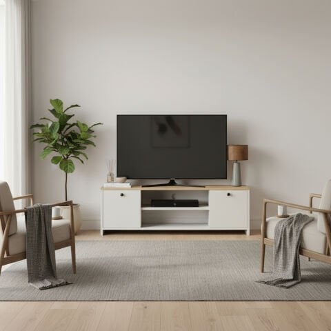 Cube Tv Ünitesi 120cm Beyaz-Meşe