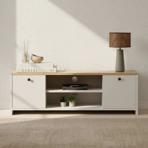 Cube Tv Ünitesi 120cm Beyaz-Meşe