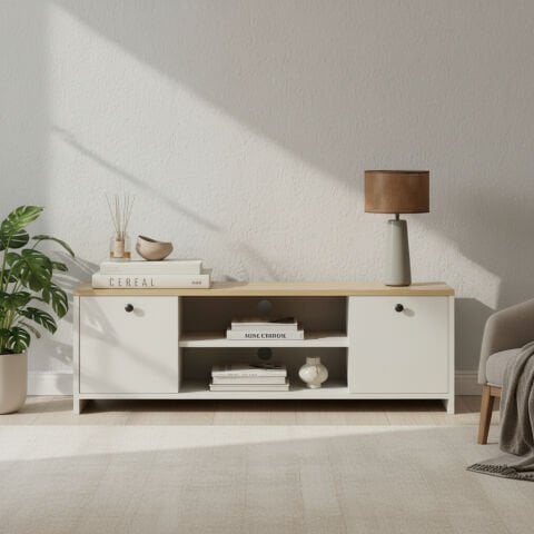 Cube Tv Ünitesi 120cm Beyaz-Meşe