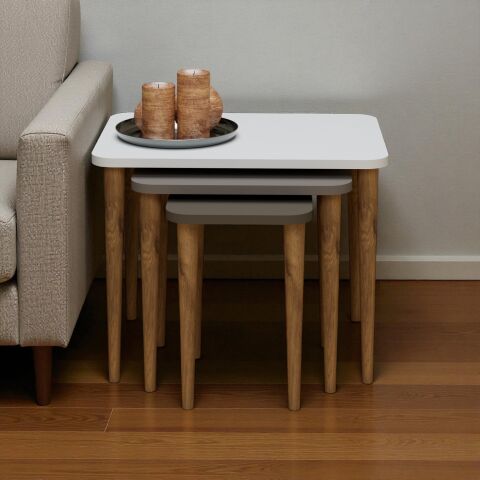 Letto Zigon Sehpa Beyaz Cappuccino Kahve